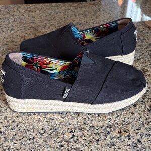 Skechers BOBS Black Canvas Slip-Ons